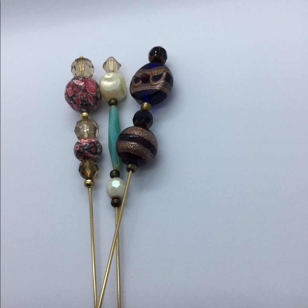 Vintage Bead Victorian Hat pins 7 “ /Set of 3
